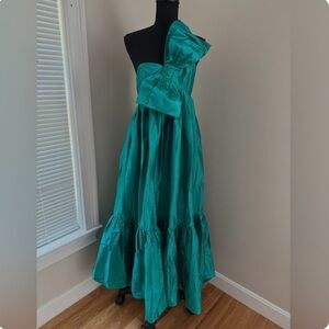 Anthropologie Atsu Sally Bow Midi Dress Turquoise